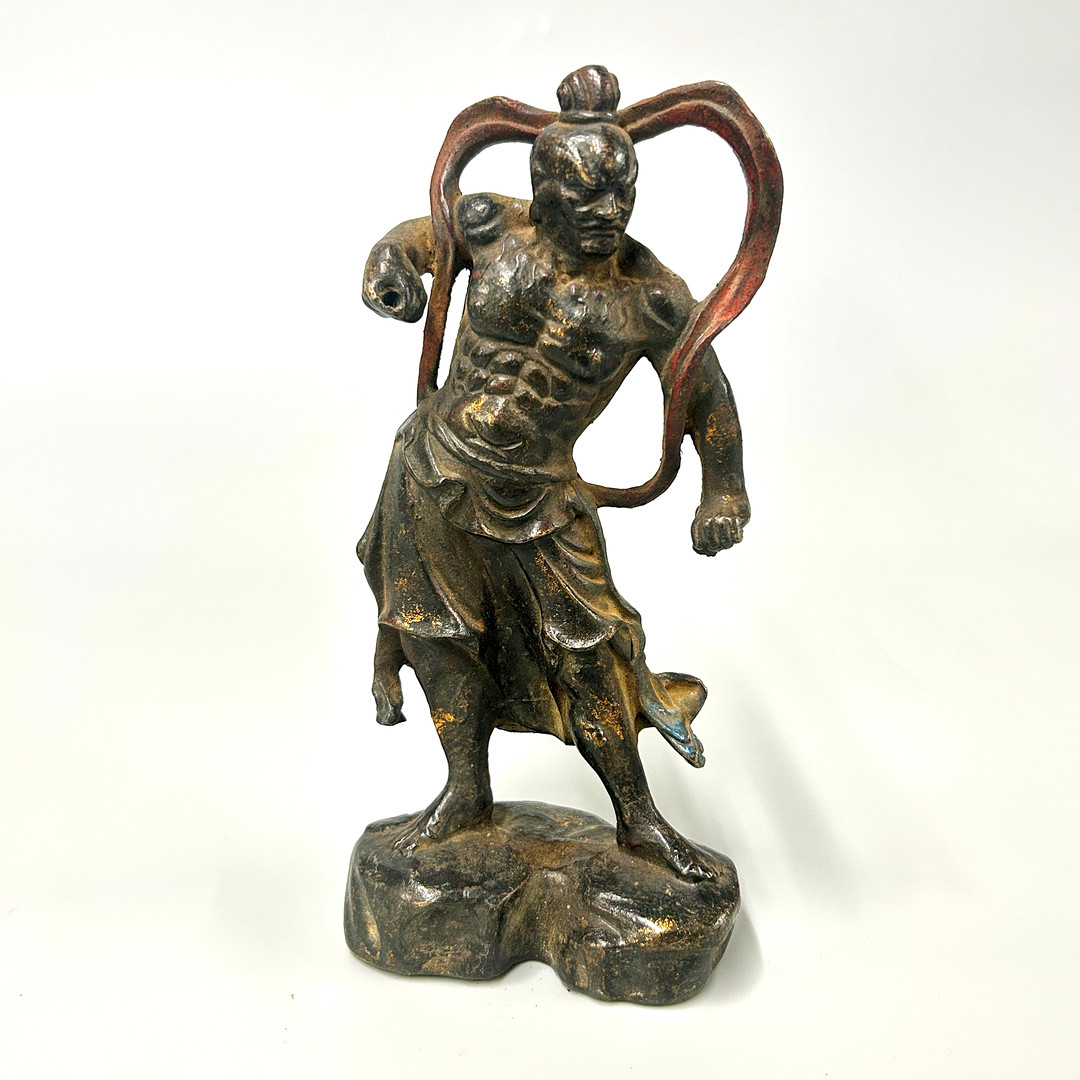 TIBETAN BRONZE GUARDIAN FIGURE.