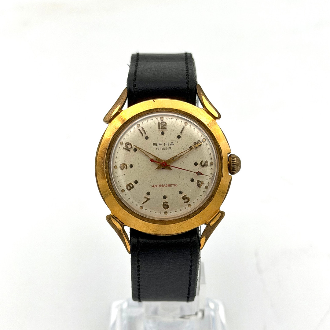 SFHA, armbandsur, 1950/60-tal, manuell, gulddouble´.