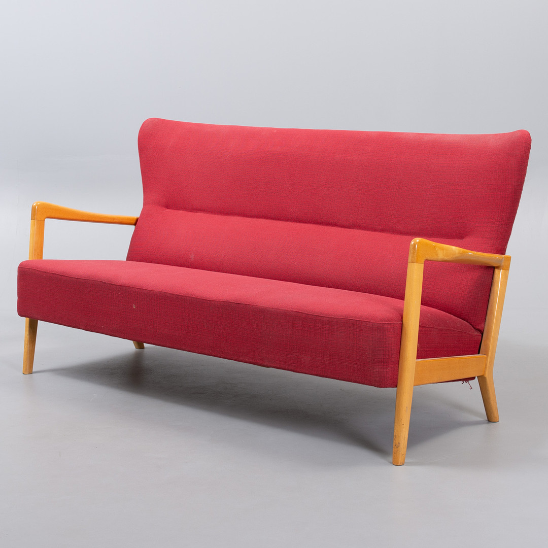 Søren Hansen sofa i bøg. Fremstillet hos Fritz Hansen. Danmark, 1940'erne.