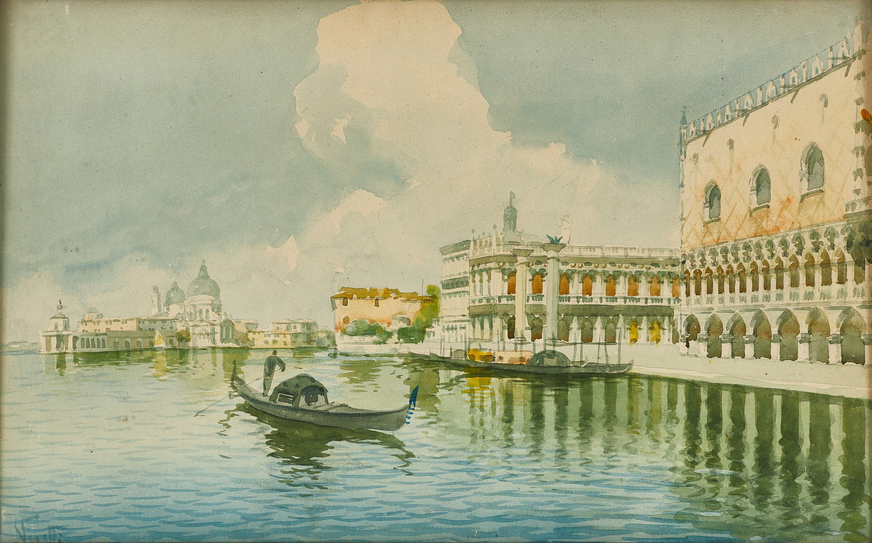 OIDENTIFIERAD KONSTNÄR (1800/1900-tal). Venedig, signerad, akvarell på papper.