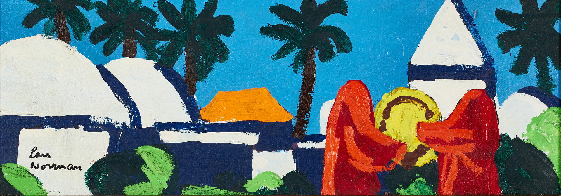 LARS NORRMAN (1915-1979). Motiv från Marocko, signerad, olja på pannå.