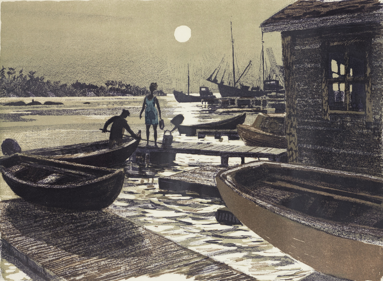 ROLAND SVENSSON (1910-2003). ”Gamla Oxelösund”, signerad och numrerad roland S. pt, litografi.