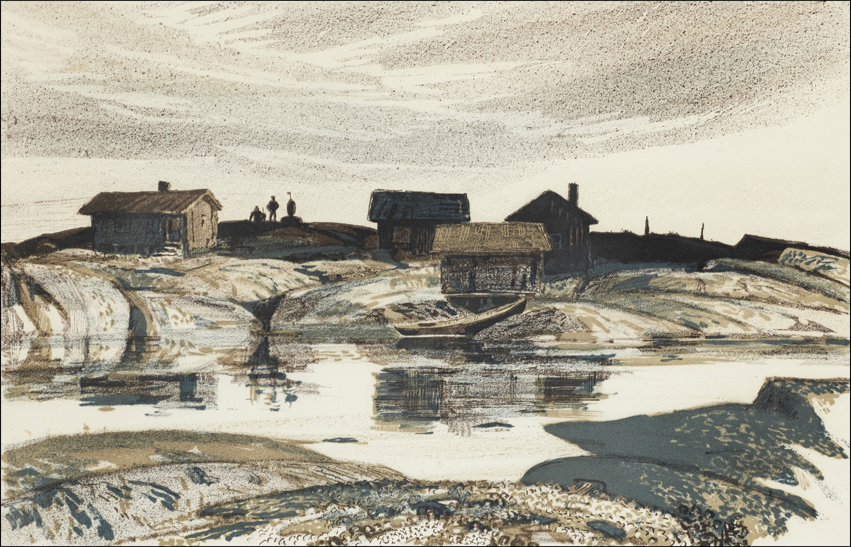 ROLAND SVENSSON (1910-2003), "GILLÖGA", signerad roland S., litografi.
