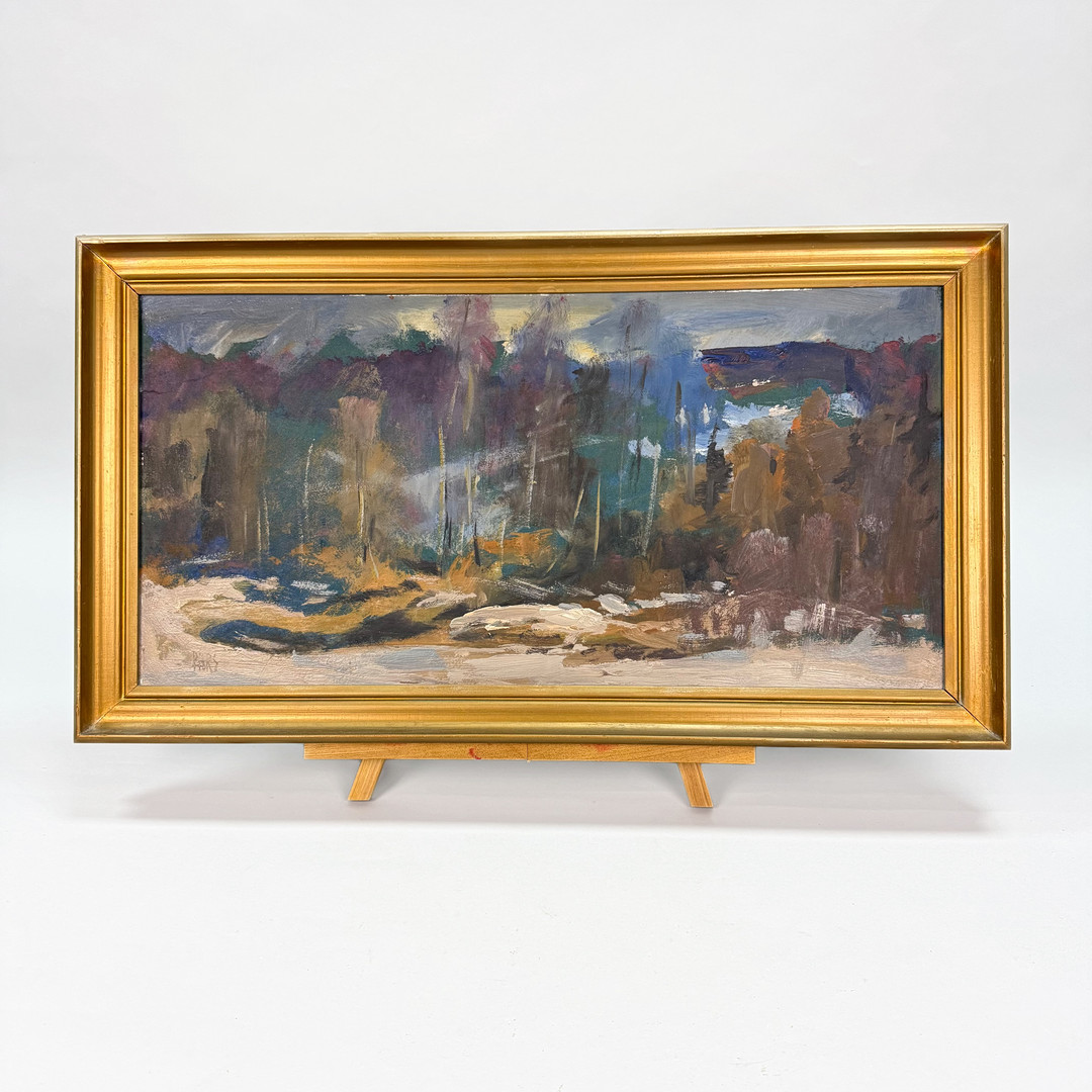 FOLKE PARS. OLJEMÅLNING - vinterskog, olja på pannå, signerad PARS.