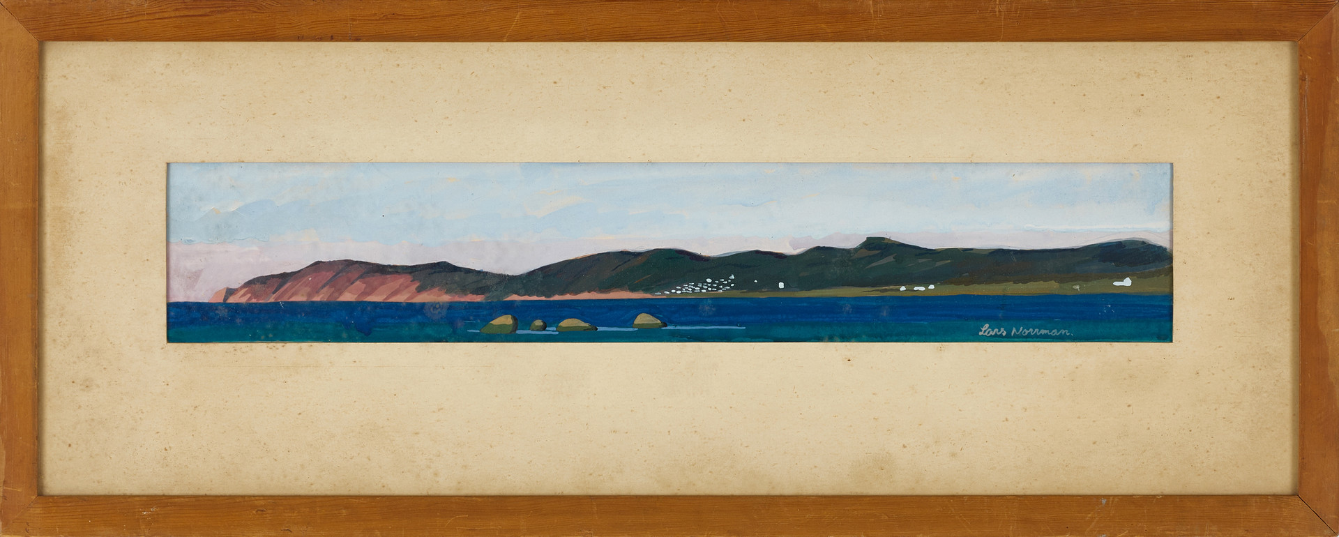 LARS NORRMAN (1915–1979). "Kullaberg från Strandbaden", signerad, gouache.