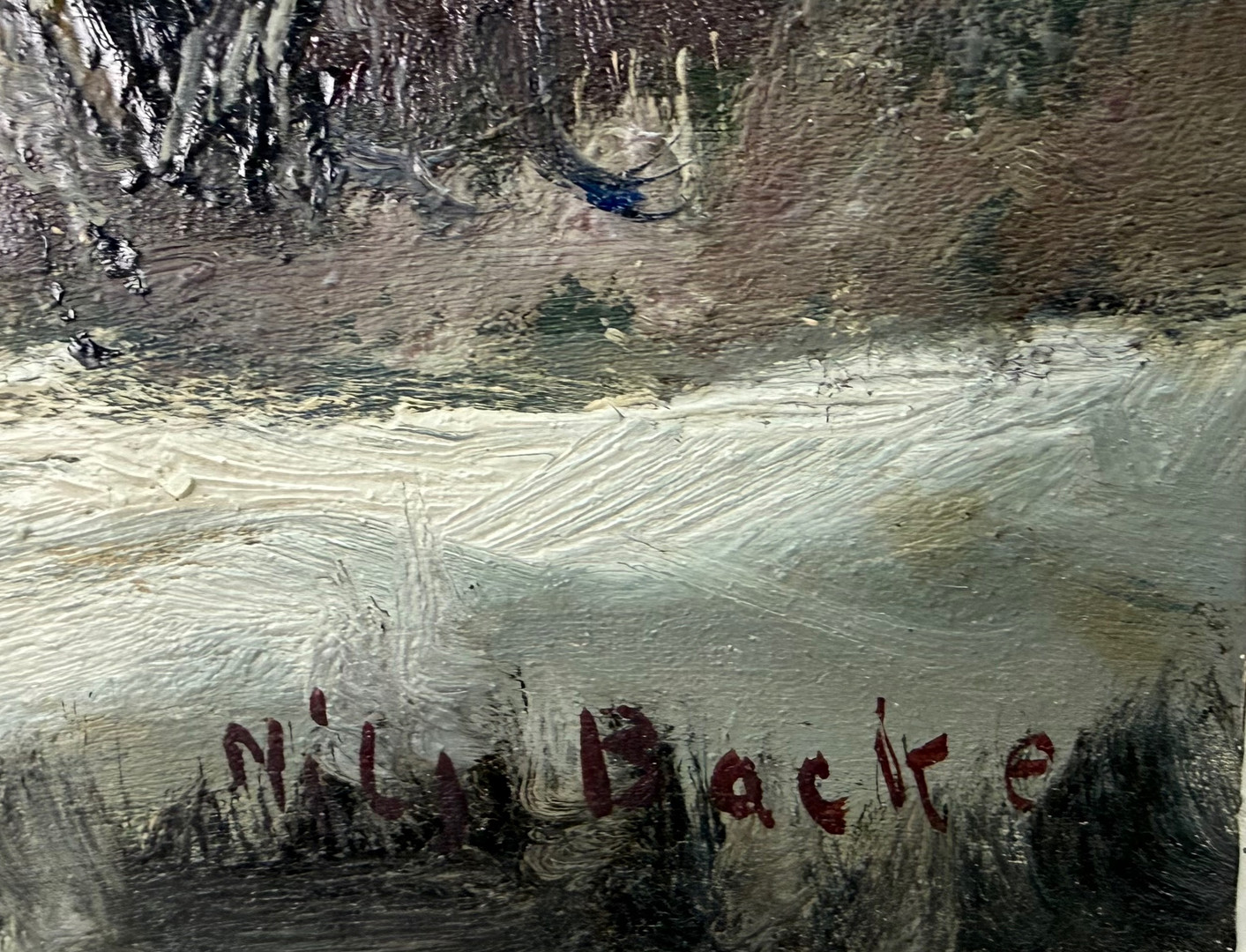 NILS BACKE. OLJEMÅLNING - stuga i fjällmiljö, olja på duk signerad.