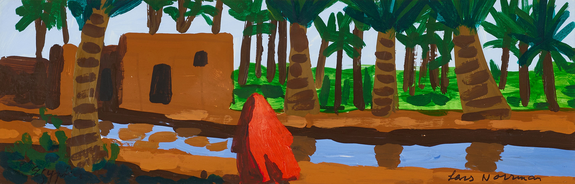 LARS NORRMAN (1915-1979). Motiv från Egypten, signerad, akryl på papper.