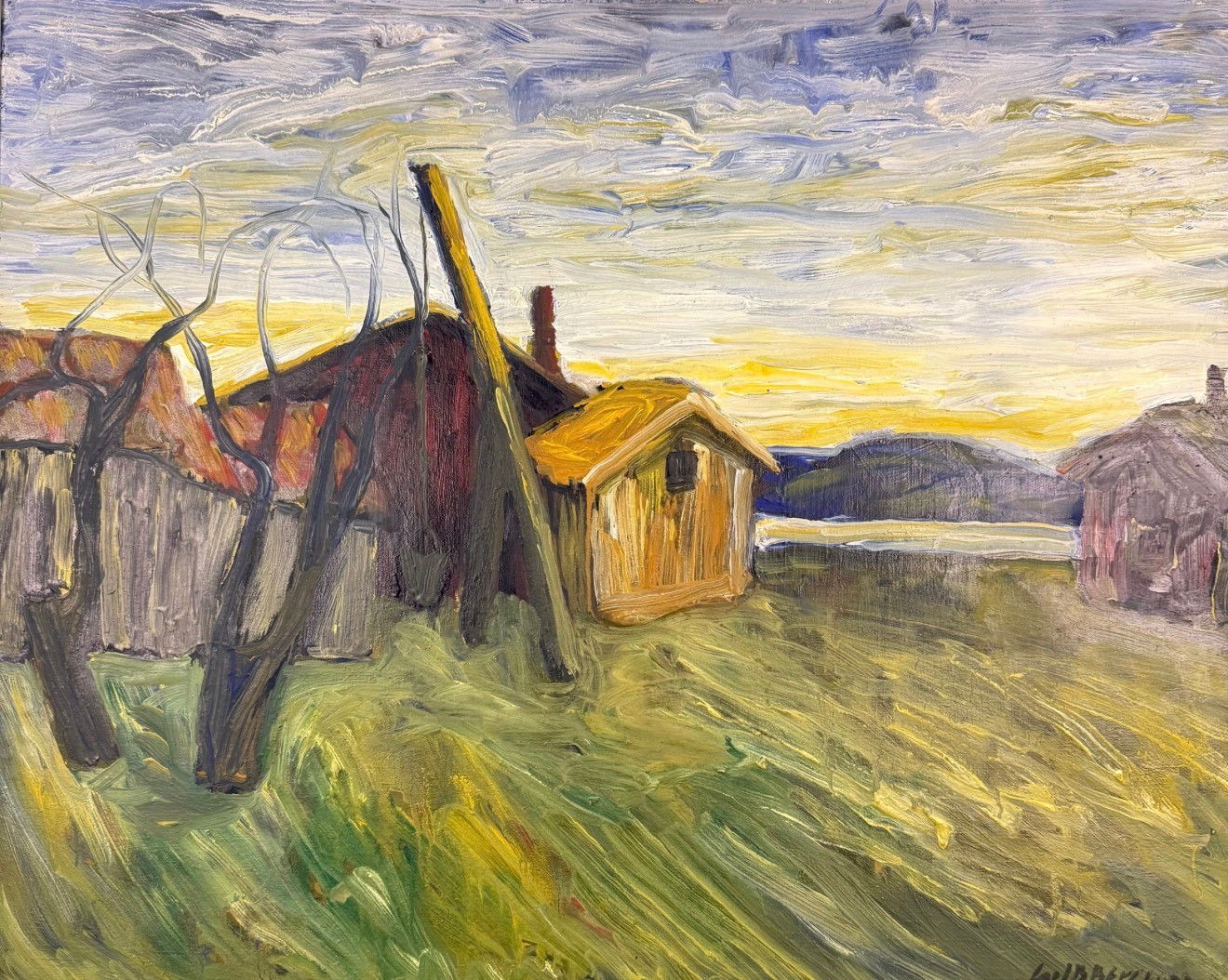 CARL B  BERGLUND. OLJEMÅLNING på duk, bymiljö, signerad.