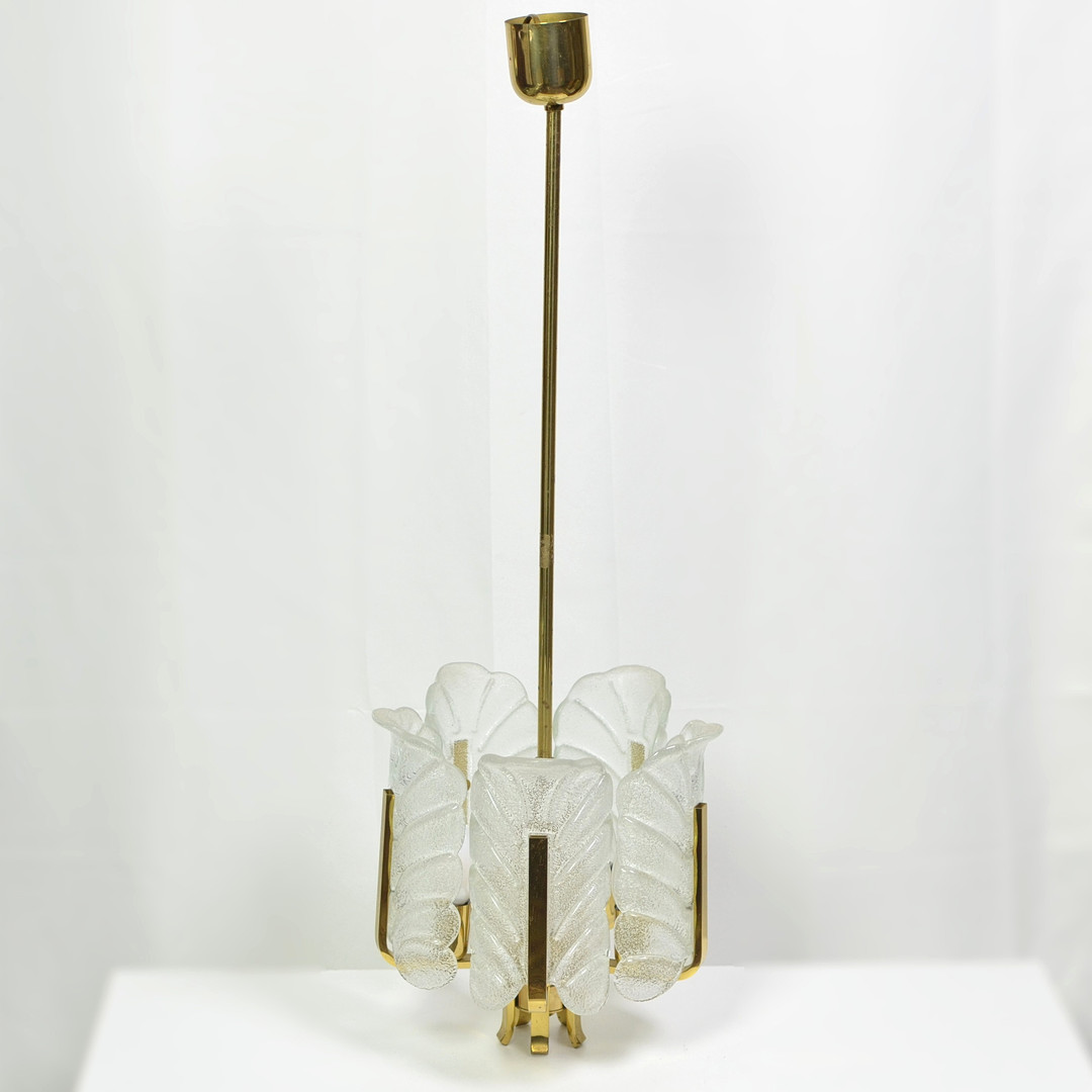 CARL FAGERLUND (1915-2011). DESIGNERLAMPE, FÜR JOSEPH BRUMBERG (SUNDERN), GLAS / VERGOLDETER MESSING, ZIEHSCHALTER, UM 1960ER JAHRE.