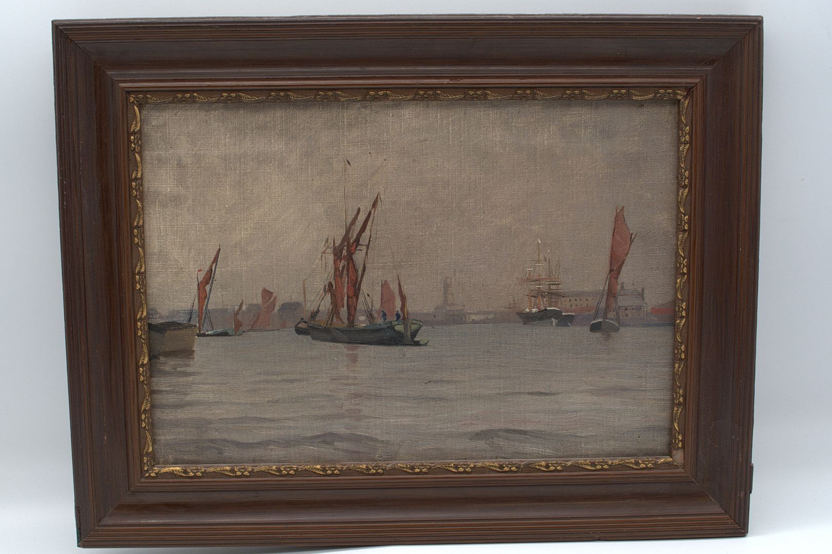 ÖL AUF LEINWAND GEMÄLDE MIT ANSICHT DES HAMBURGER HAMBURG, UM 1900.