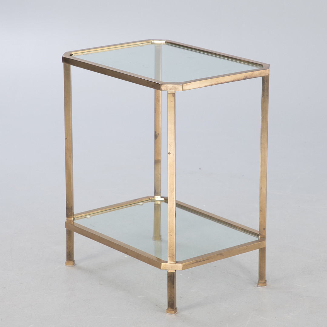 Beistelltisch, Messing und Glas, 1980-1990er Jahre