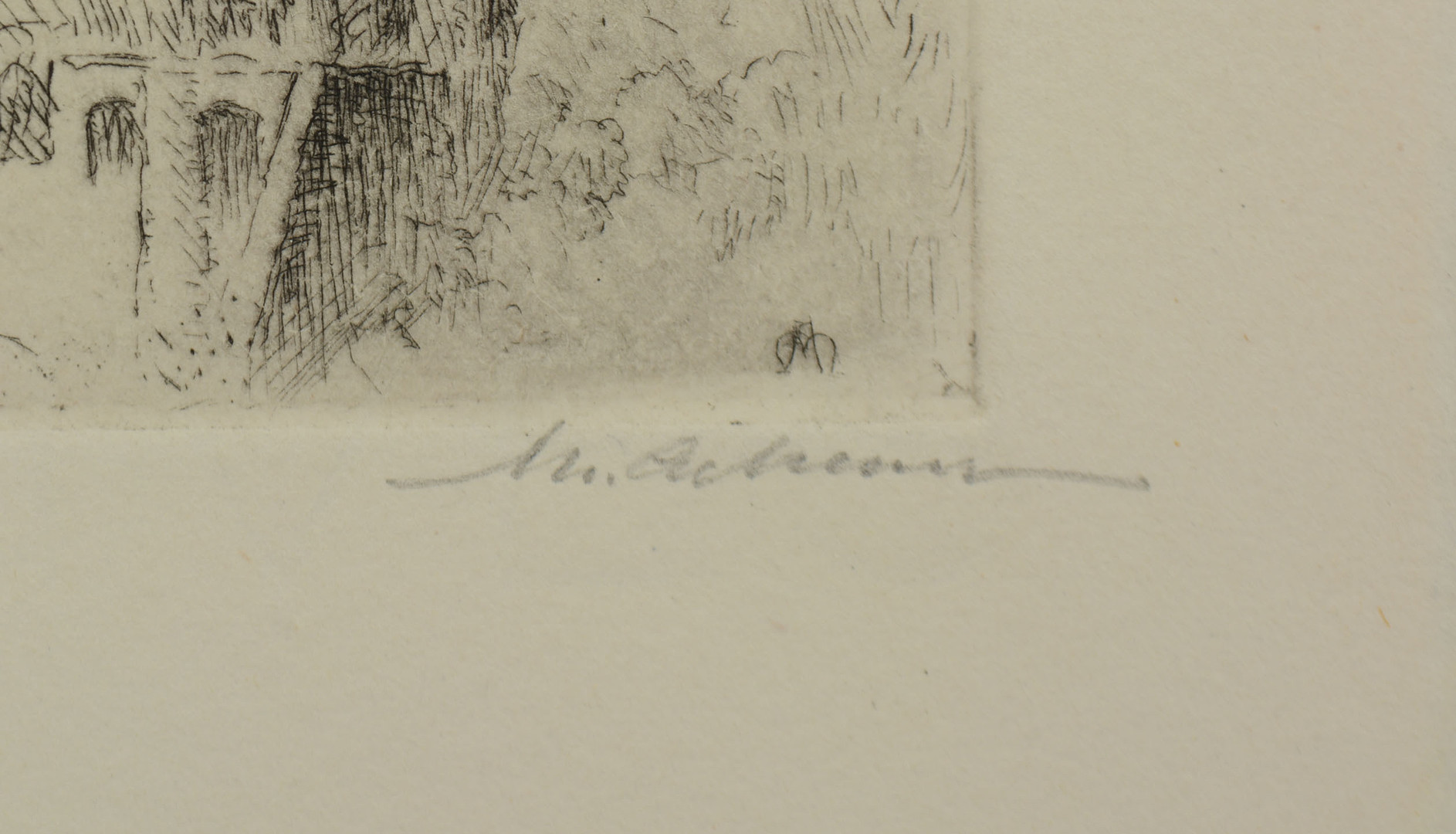 MAURICE ACHENER. 2 st etsningar. Julhälsning med etsning.1961 Vielle pierres + St Sernin les Pins. numrerad 12/30.