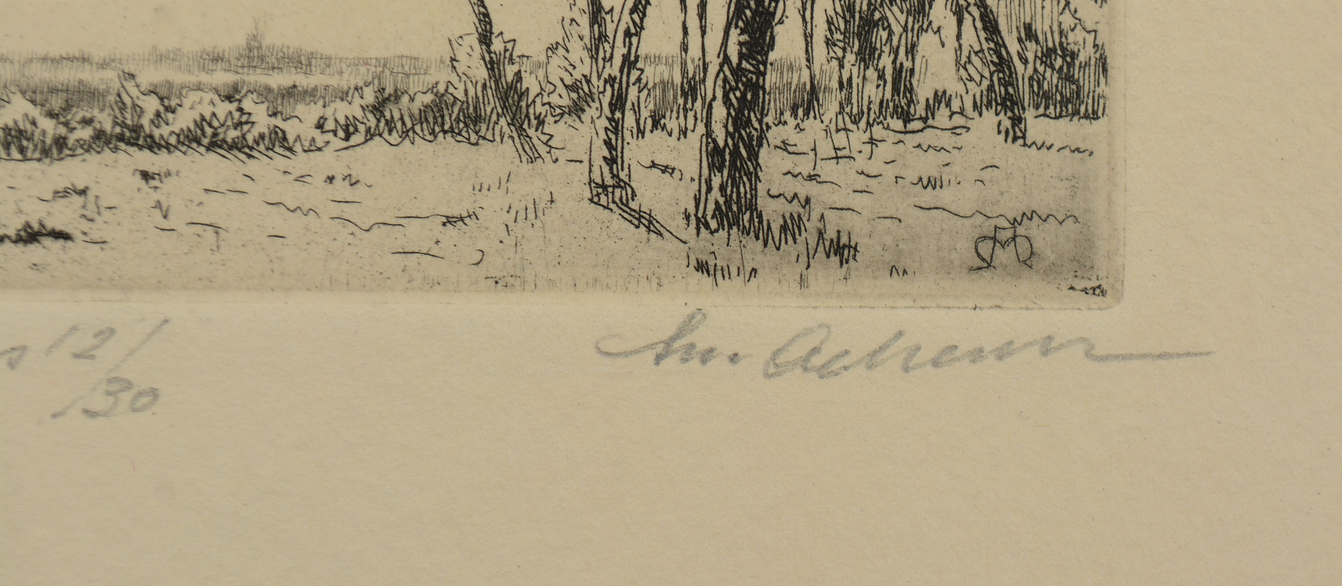 MAURICE ACHENER. 2 st etsningar. Julhälsning med etsning.1961 Vielle pierres + St Sernin les Pins. numrerad 12/30.