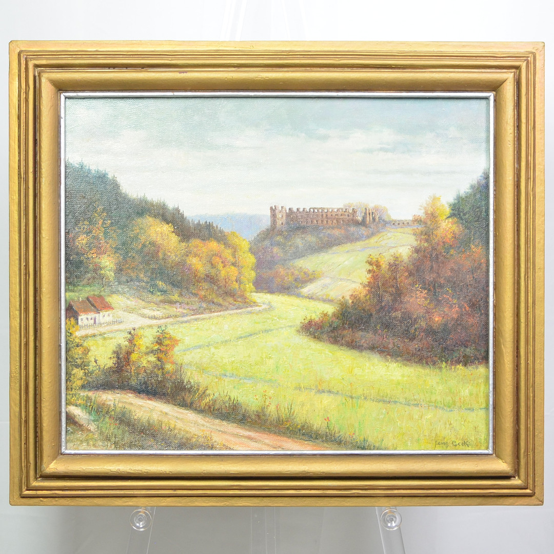 LENZ BECK. LANDSCHAFTSSZENE MIT RUINEN, GEMÄLDE, ÖL AUF LEINWAND UND AUF PLATTE GEZOGEN, DEUTSCHLAND, UM 1920ER JAHRE.
