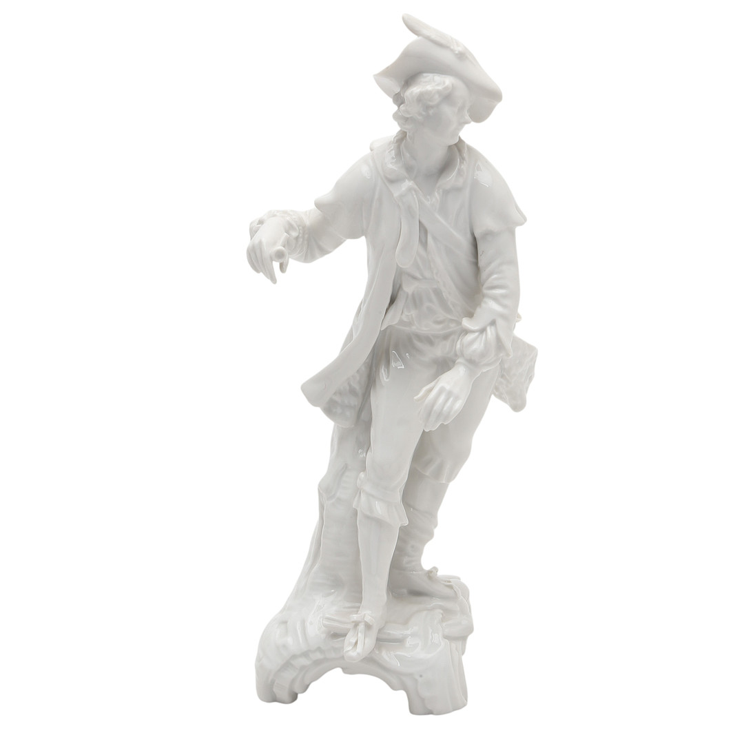 "18th Century-like boy", glazed porcelain figure by KPM, 20th Century.