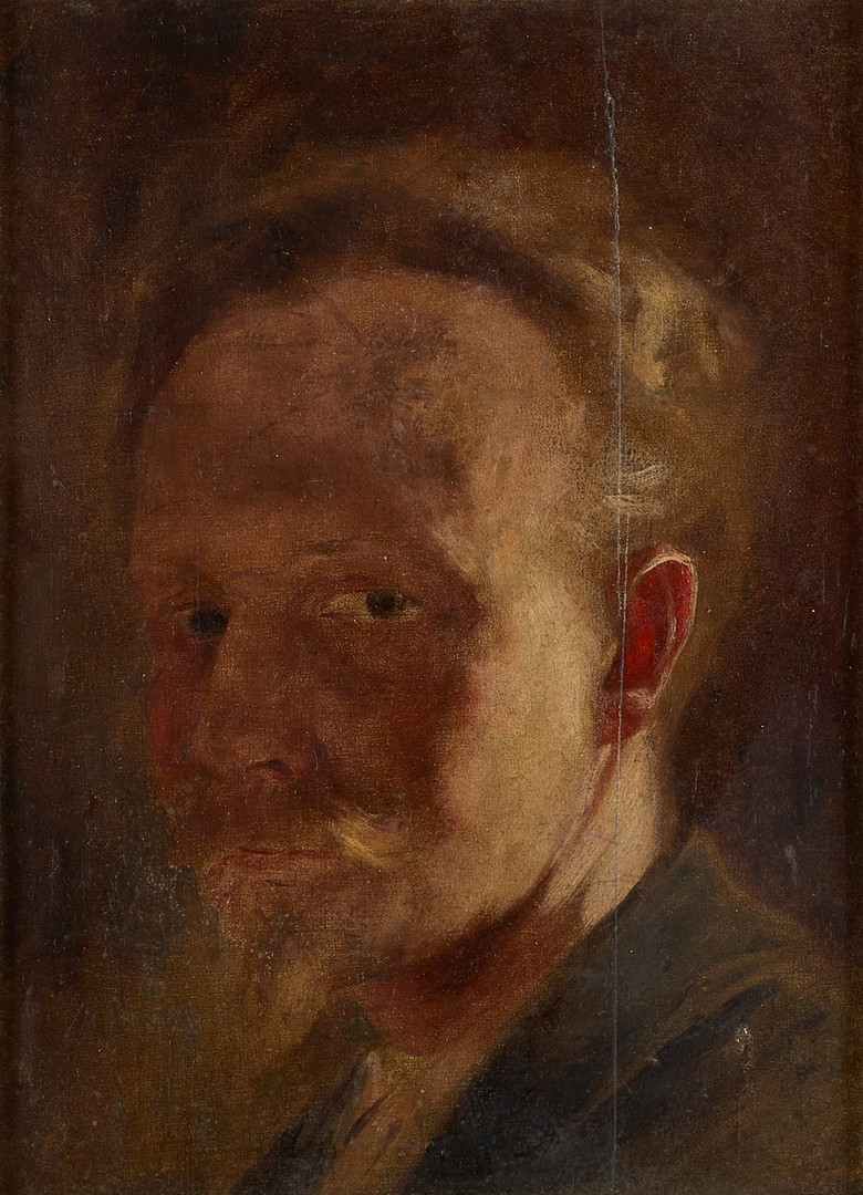 OIDENTIFIERAD KONSTNÄR (tidigt 1900-tal). Porträtt, olja på träpannå.