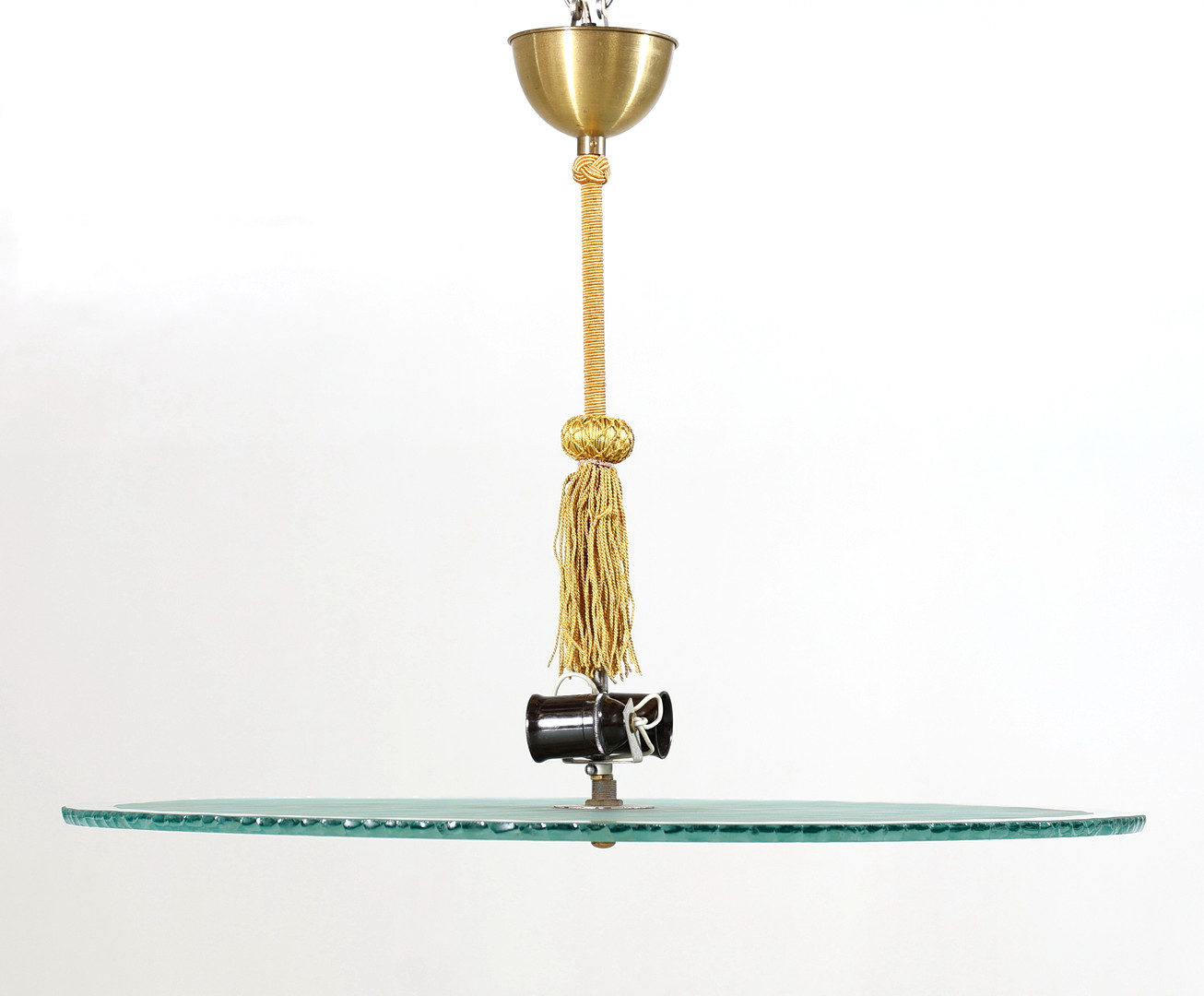 TAKLAMPA, råglas & mässing, plafondmodell, Swedish Modern, 1930/40-tal.