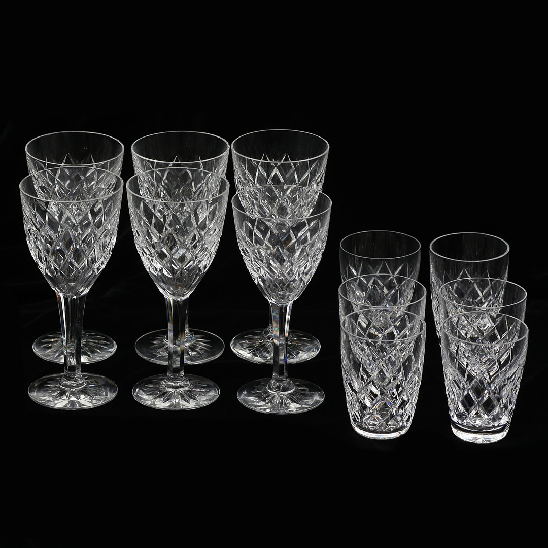 5+1 VINGLAS SAMT 6 SELTERSGLAS, SLIPAD KRISTALL.