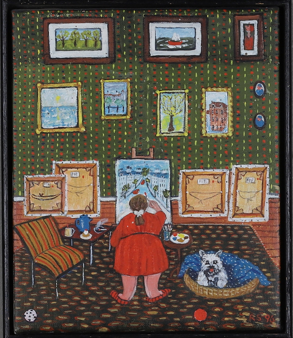 RUTH SCHMIDT. "Fies dejlige otium", olja på duk, signerad och daterad -96.