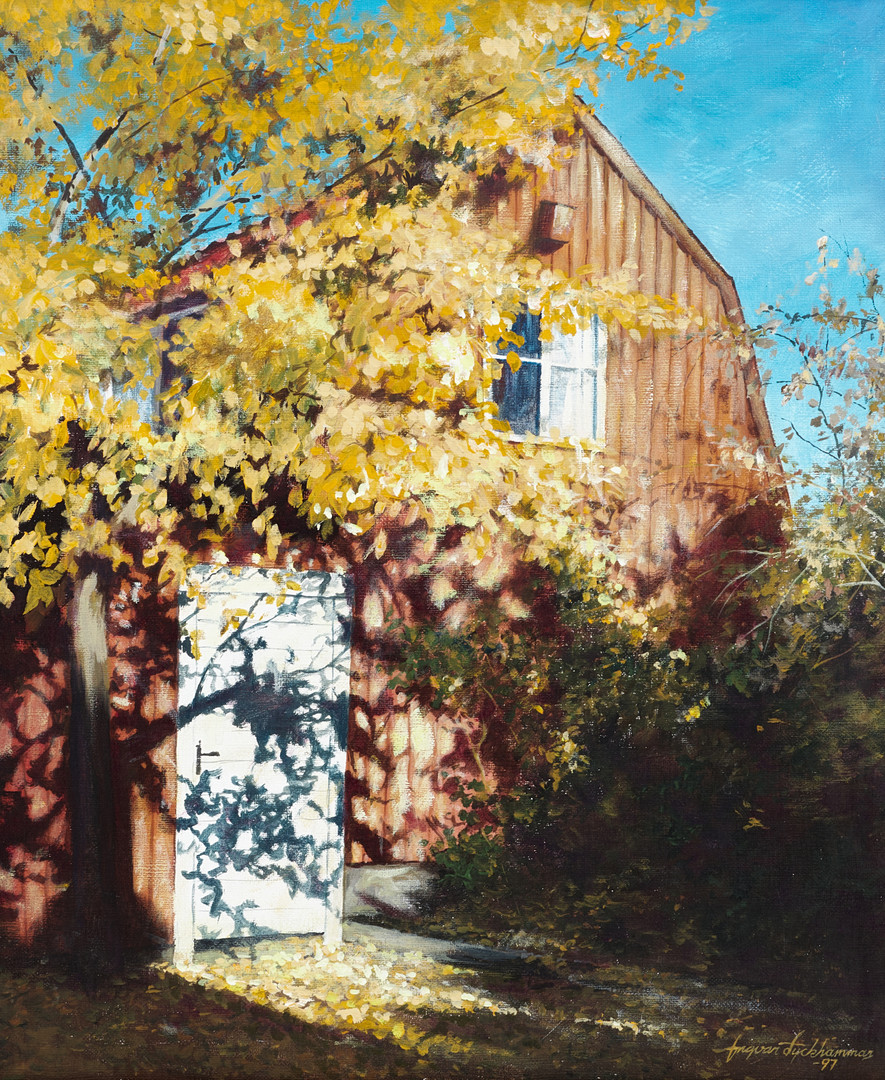INGVAR LYCKHAMMAR. Höstsol, motiv från Mosebacke i Stockholm, signerad, olja på duk.