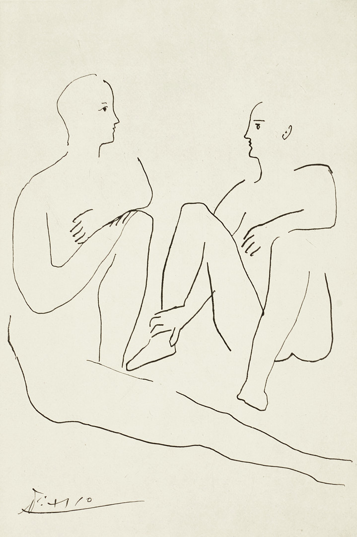 PABLO PICASSO. EFTER. Scen från ryska baletten, 1943, Dessins originaux gravés sur cuivre, utgivare Louis Grosclaude, Zürich, kopparstick.