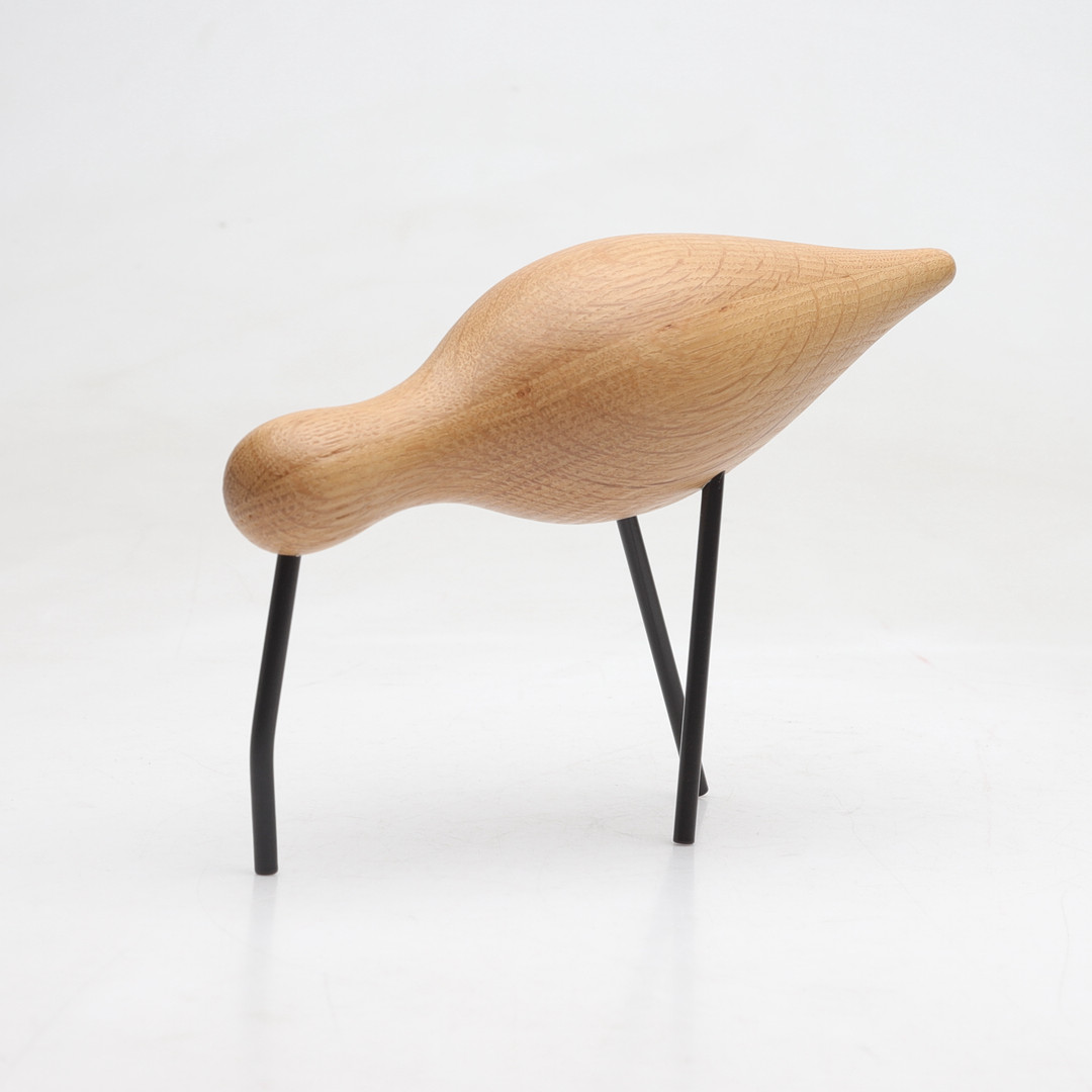 SIGURJÓN PÁLSSON. Figurin, fågel, ek och lackad metall, Normann Copenhagen, samtida.