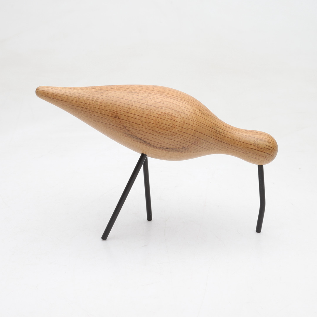 SIGURJÓN PÁLSSON. Figurin, fågel, ek och lackad metall, Normann Copenhagen, samtida.
