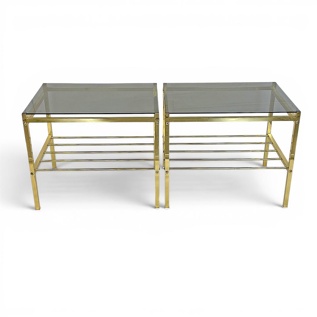 SIDOBORD, ett par. Mässing & glas, 1900-talets andra hälft.