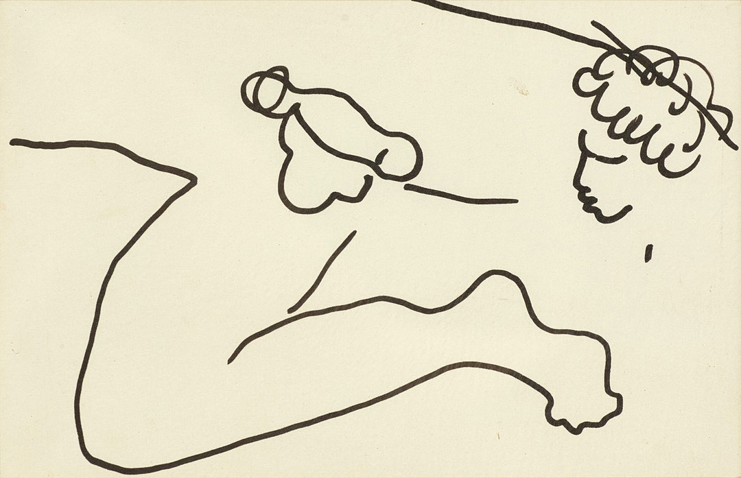JEAN COCTEAU (1889-1963), tillskriven, Akt, tuschteckning, Proveniens: Arne Häggvist collection.