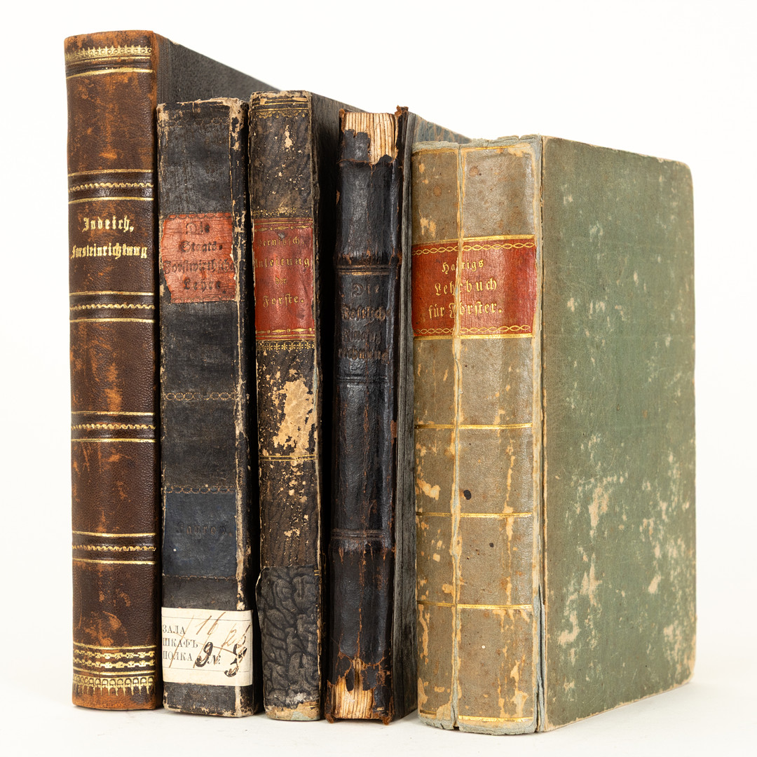 5 Bücher zum Thema Jagd- und Forstwirtschaft, 19. Jahrhundert (5).