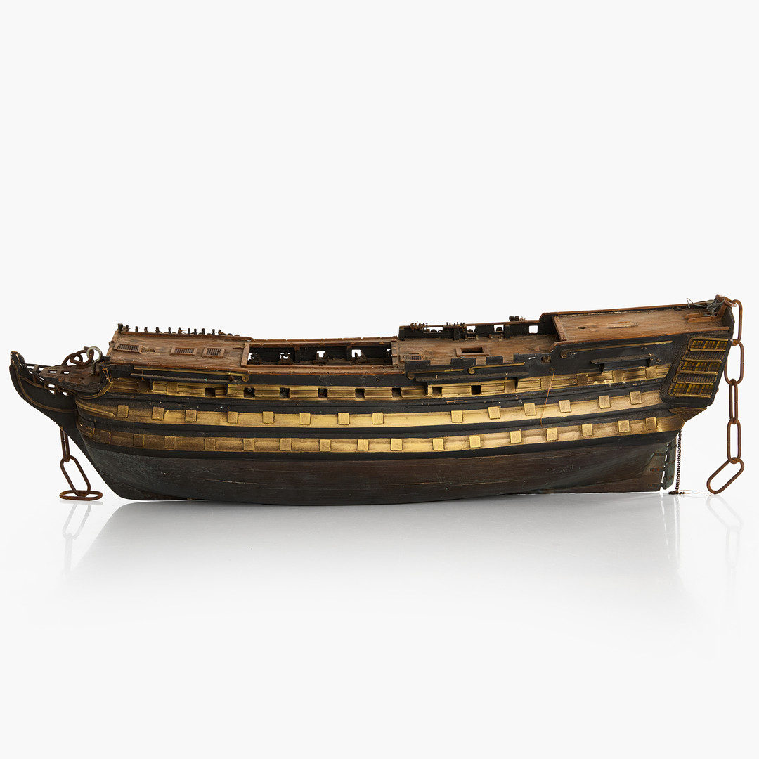 HMS VICTORY. Skeppsmodell i trä med detaljer i metall, 1900-tal.