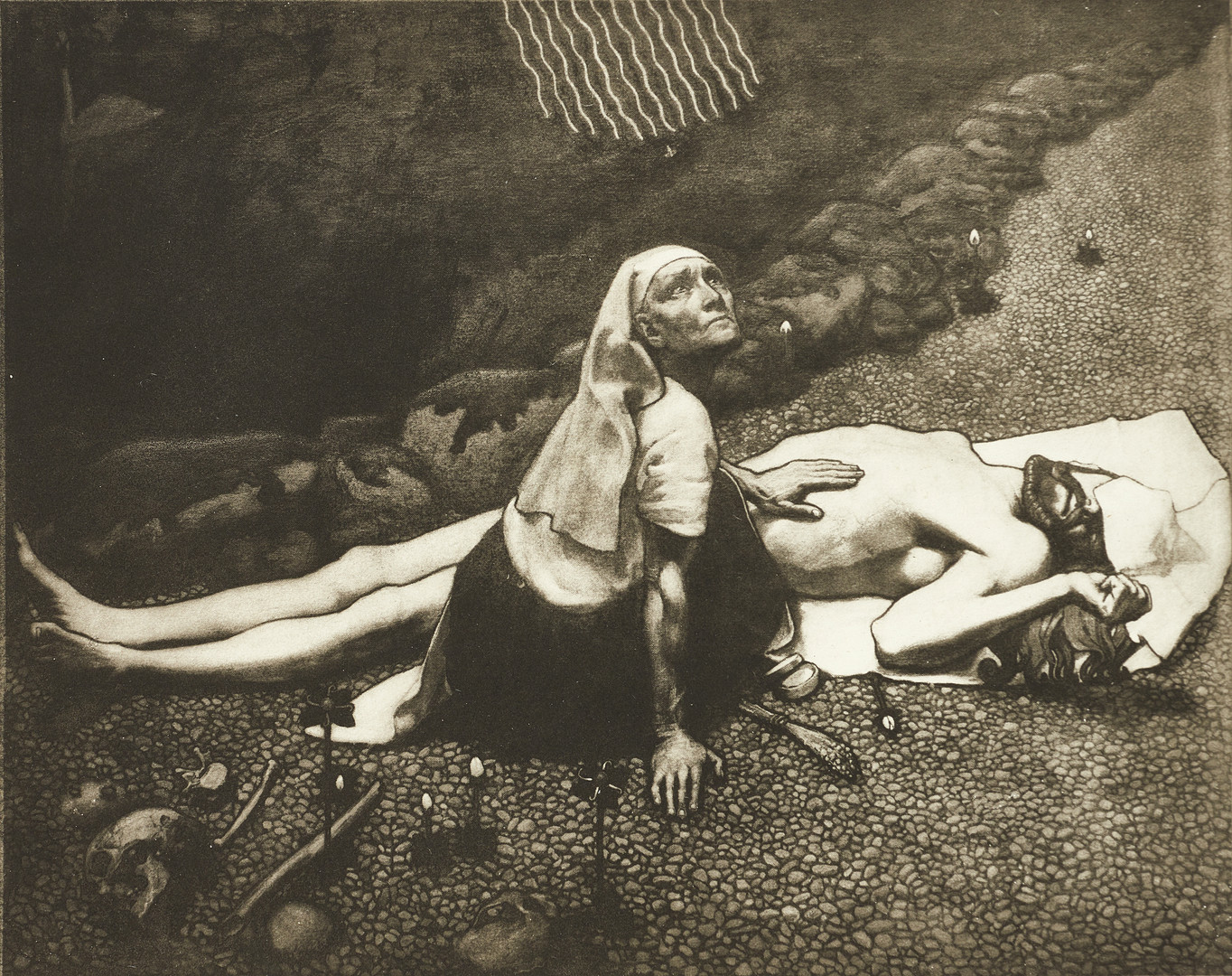 AKSELI GALLEN-KALLELA (Finland, 1907-1931), efter, "Lemminkäinens moder". 1914, heliogravyr.