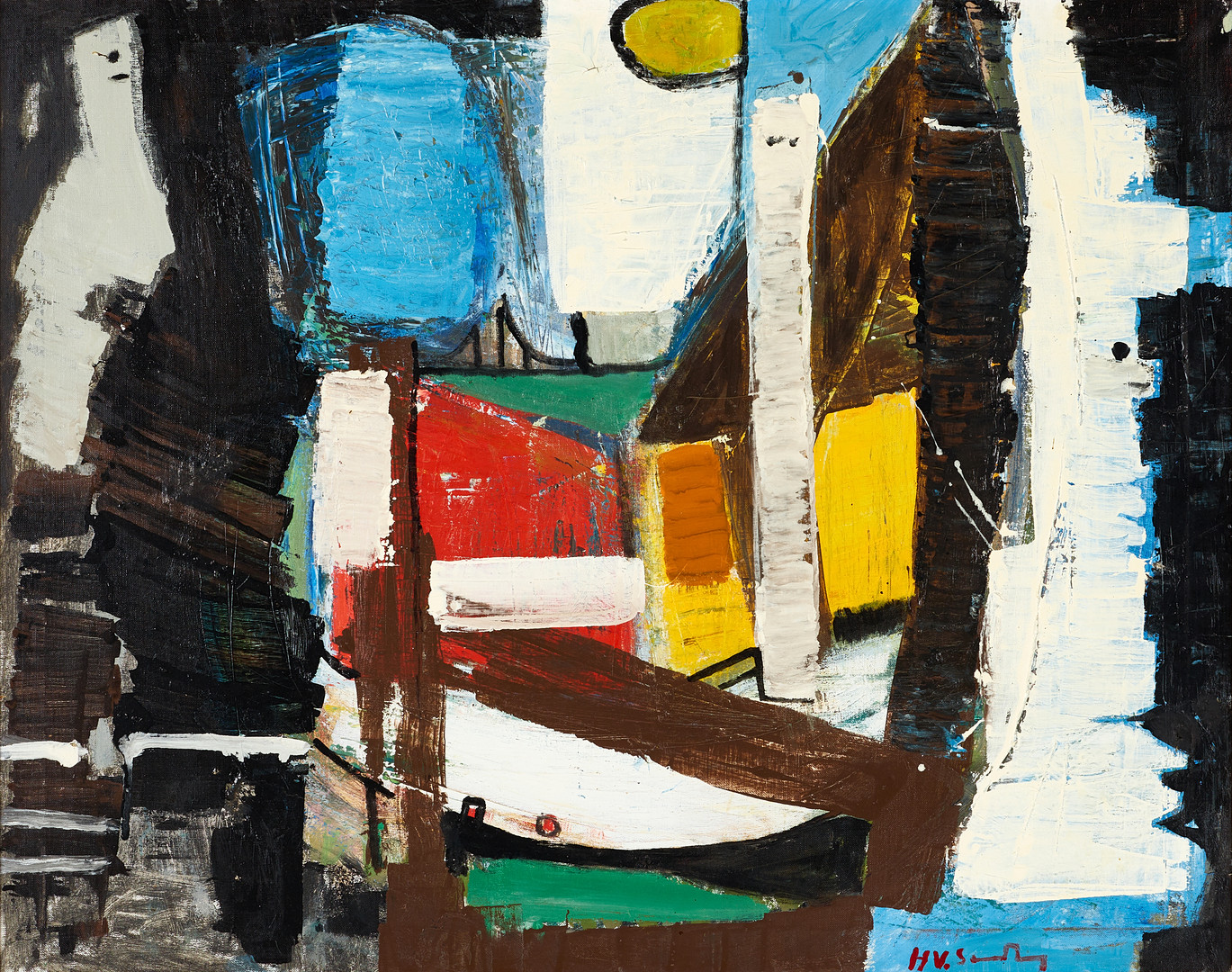 HANS VALTER SUNDBERG (1922-2004). "Uteslutande av möjlighet", signerad HV.S, olja på duk.