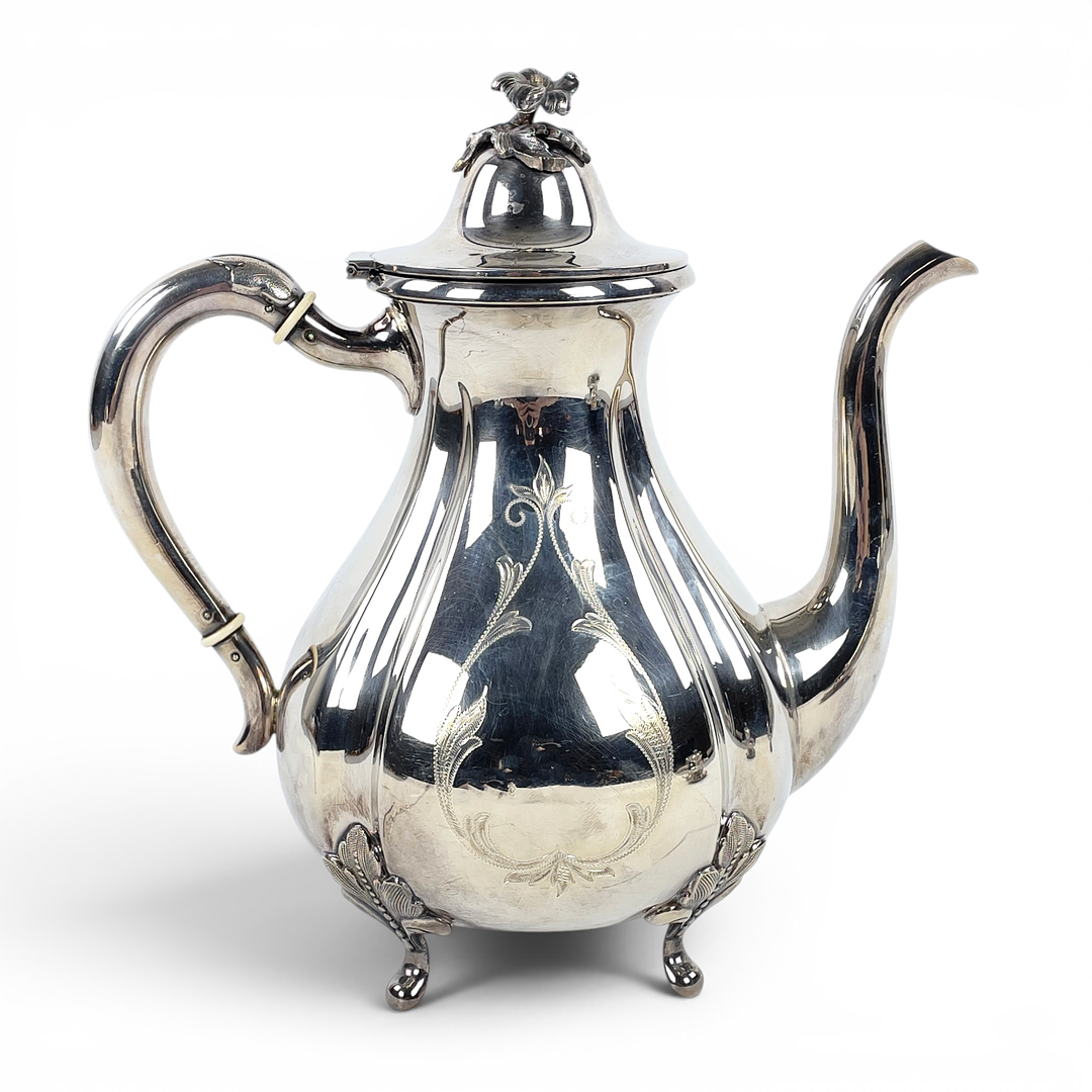 KAFFESERVIS, silver, GAB och BRICKA, Gewe, 1900-talets andra hälft.