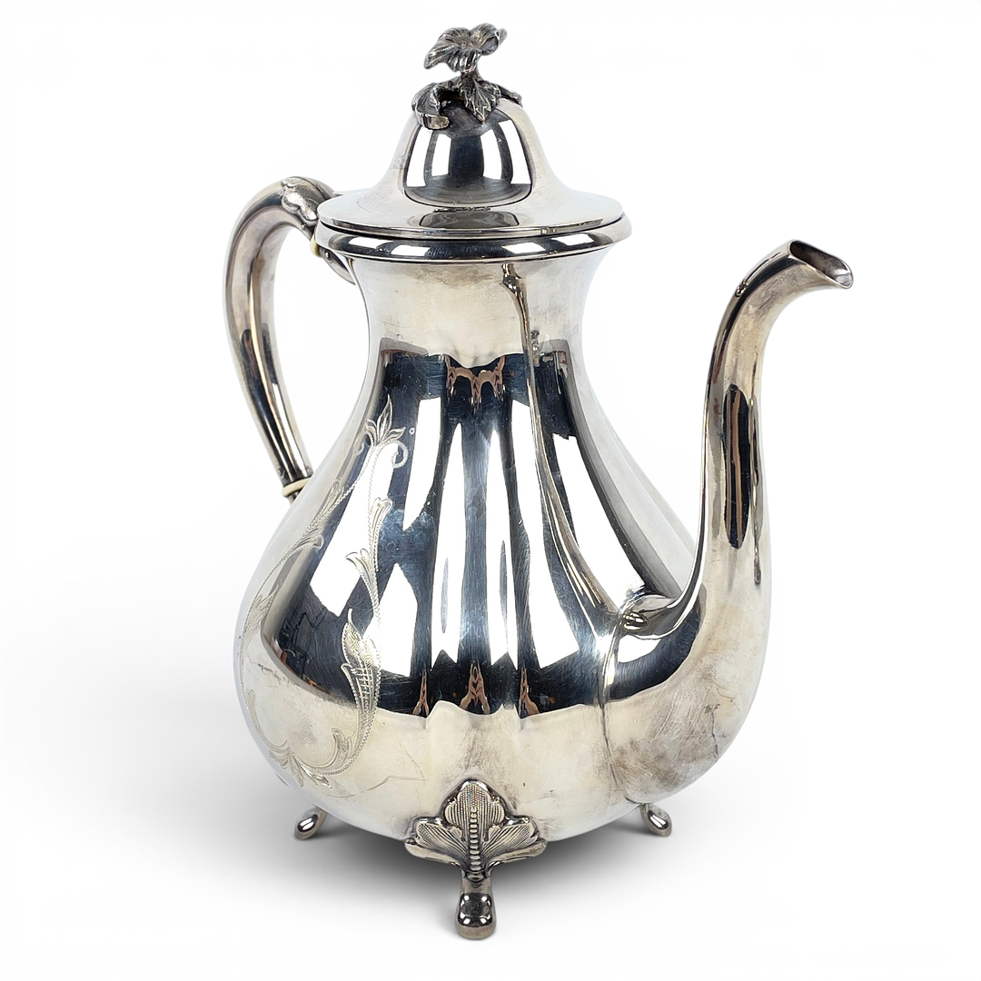 KAFFESERVIS, silver, GAB och BRICKA, Gewe, 1900-talets andra hälft.