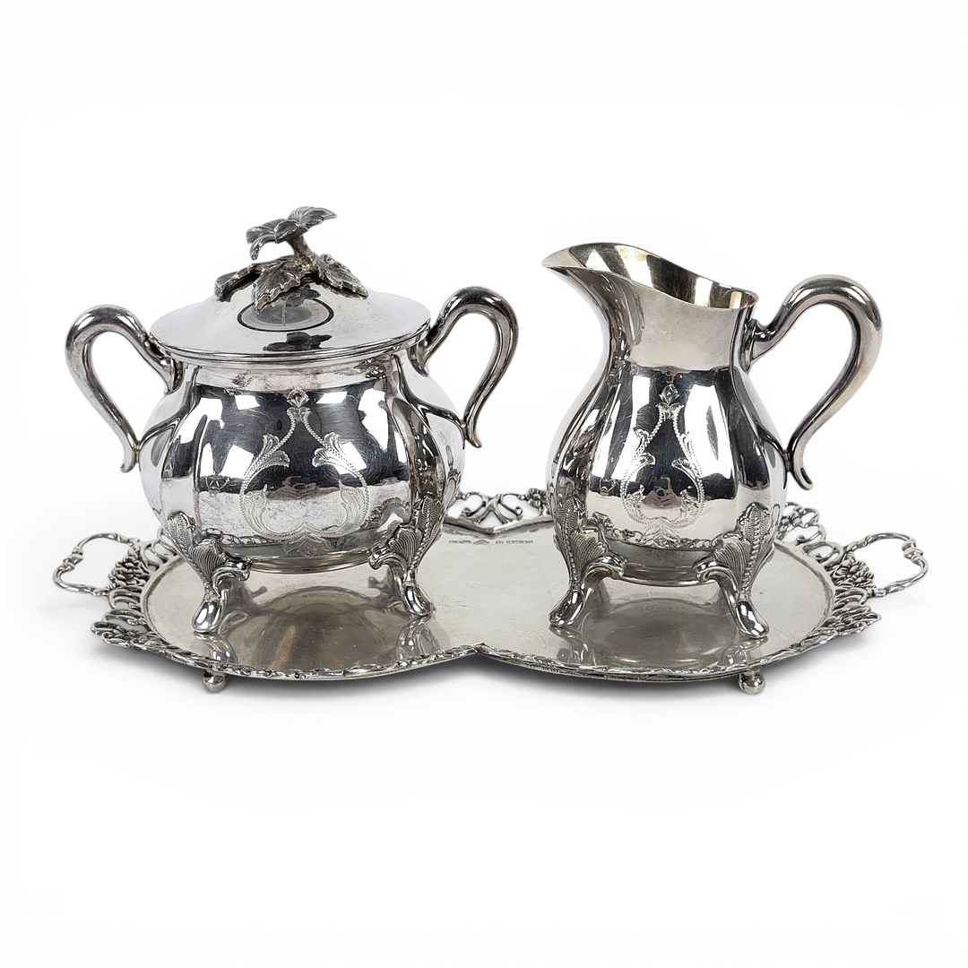 KAFFESERVIS, silver, GAB och BRICKA, Gewe, 1900-talets andra hälft.