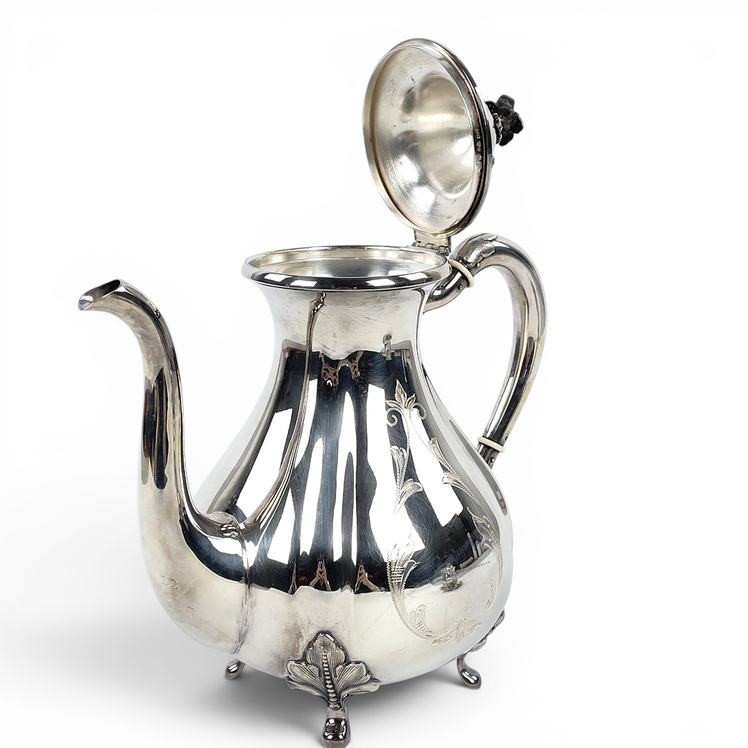 KAFFESERVIS, silver, GAB och BRICKA, Gewe, 1900-talets andra hälft.