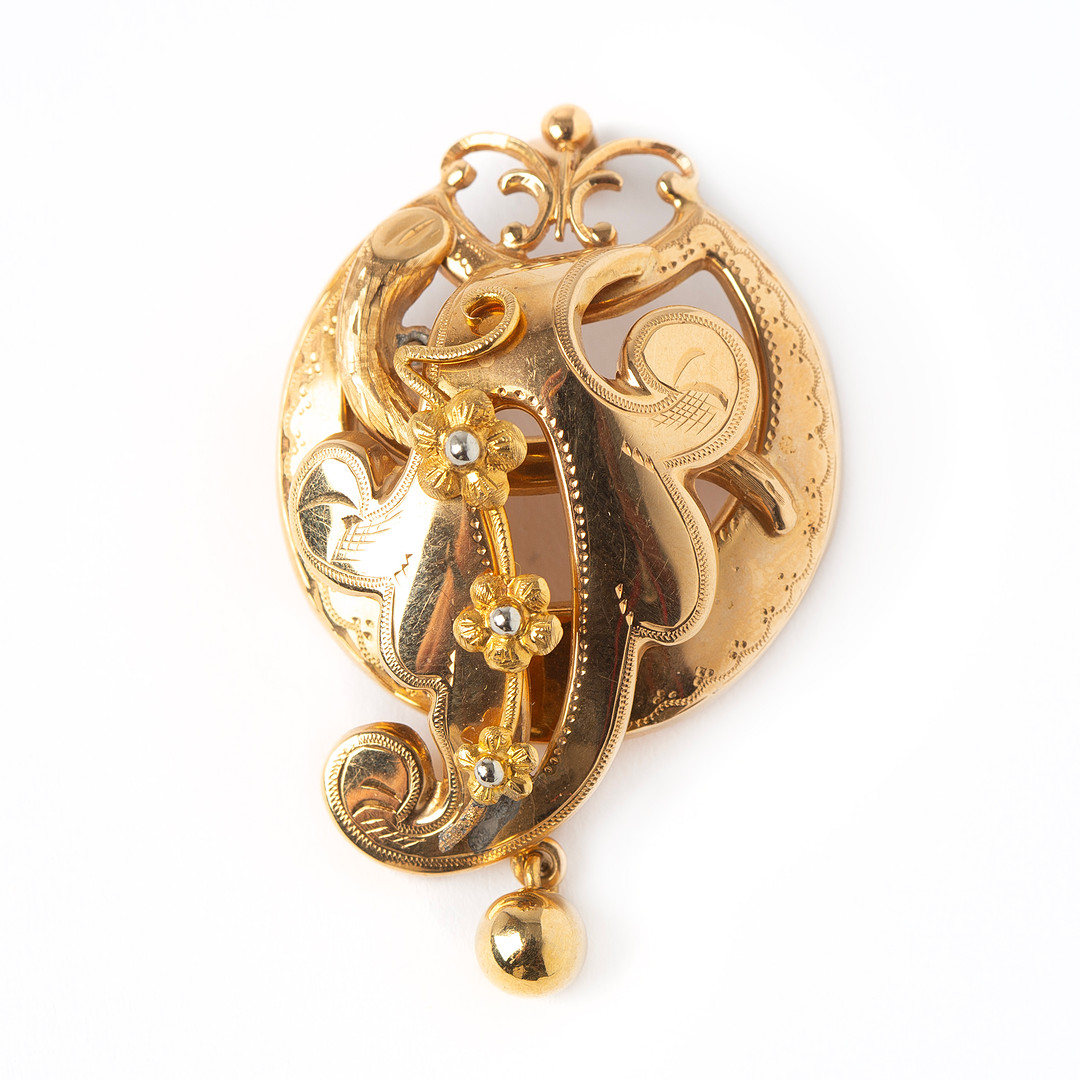 BROSCH/HÄNGE, 18K guld och vitguld, Gustav Dahlgren & Co, Malmö, 1945.