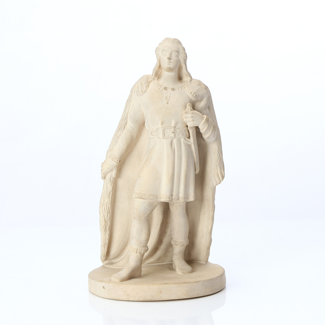 FIGURIN, HÖGANÄS. Oglaserad keramik. 1800-tal.