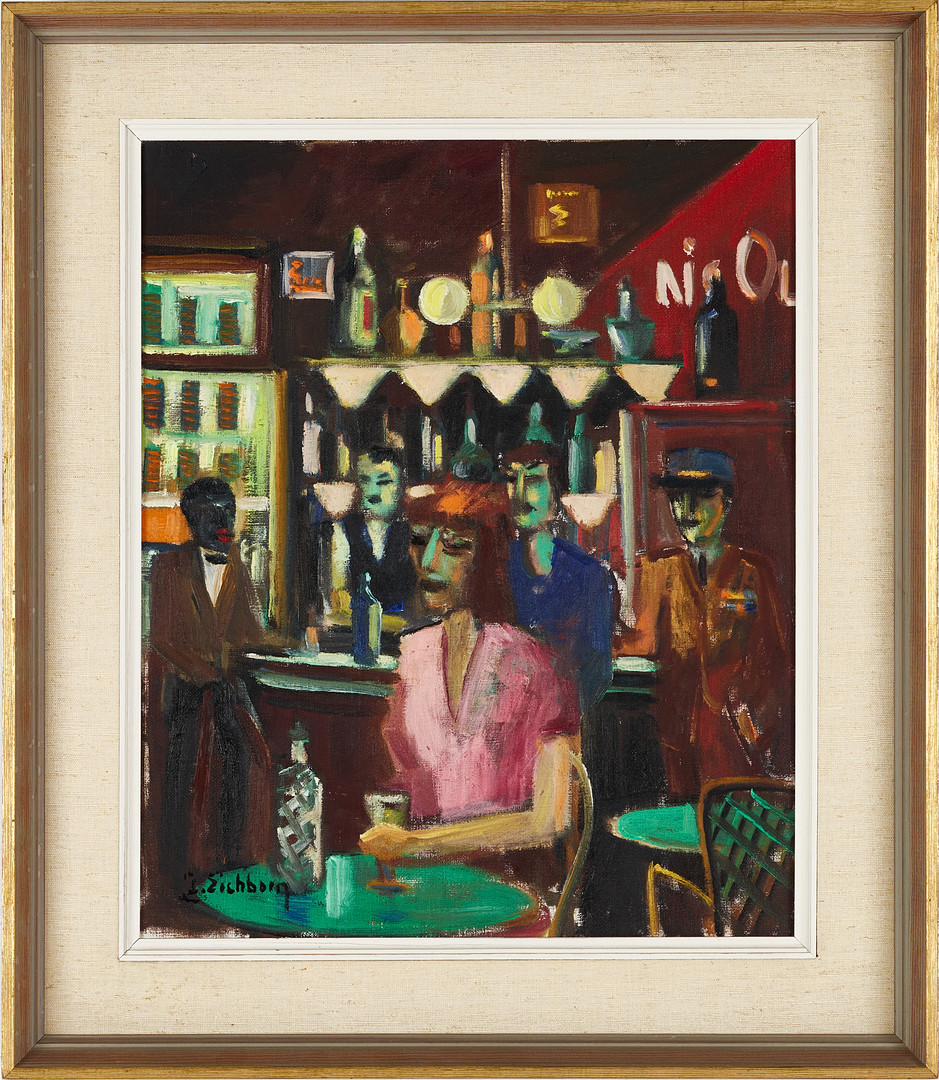 JACK EICHBORN (1906-1981). Barinteriör, signerad, olja på duk.