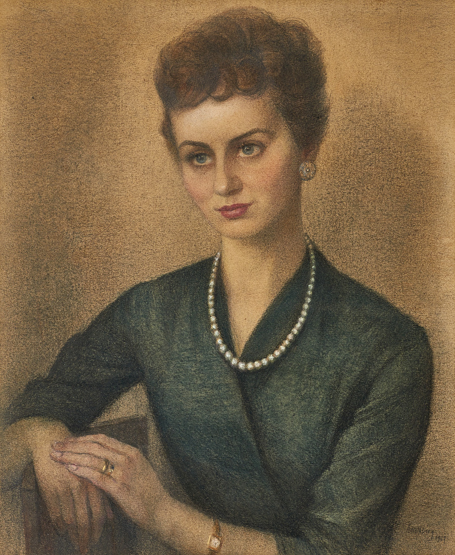 ÅKE NOTHBERG (1893-1973), Kvinna med pärlhalsband, signerad och daterad, krita/pastell.