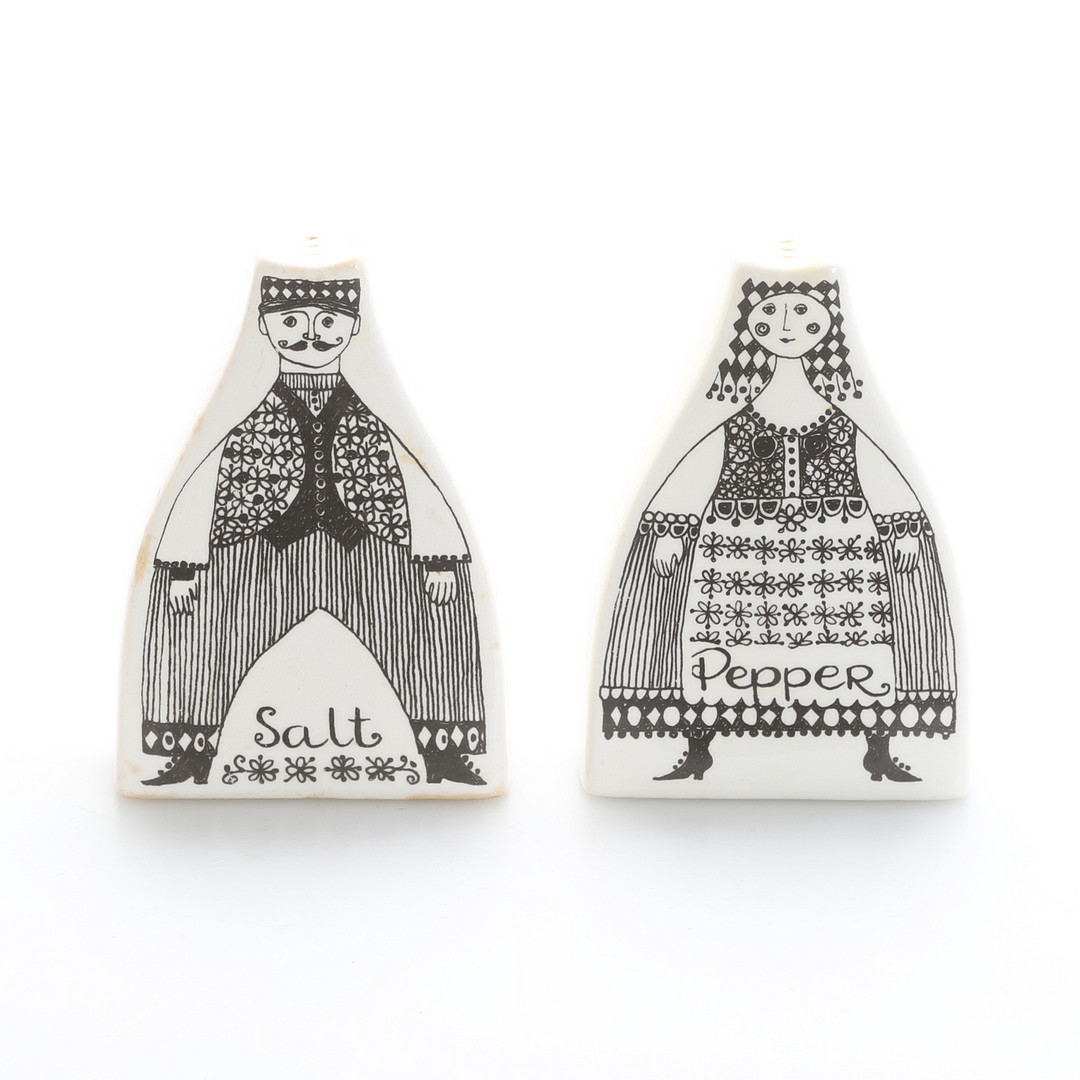 SALT-/PEPPARKAR, 2 delar, porslin, Figgjo Fajanse, Norge.