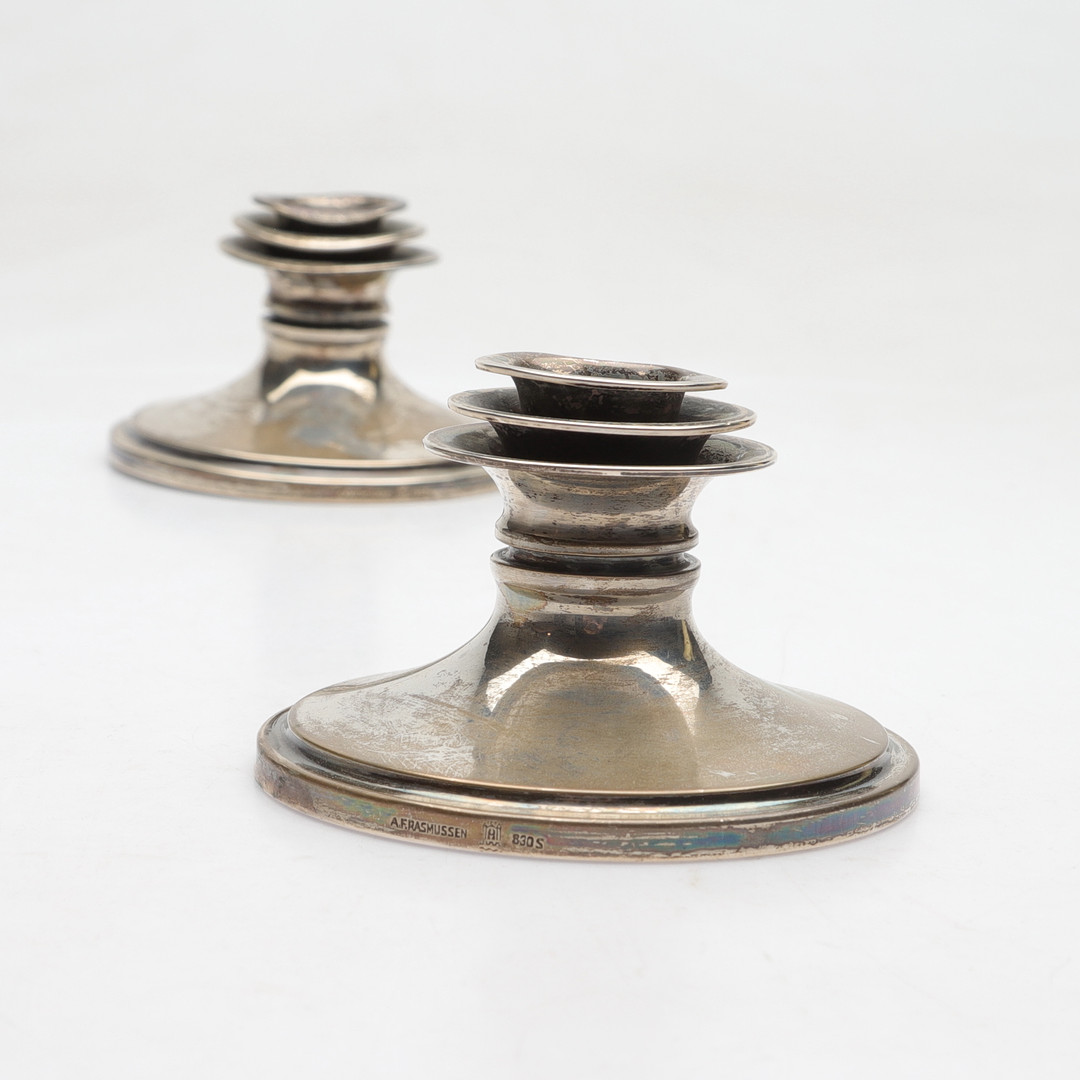 LJUSSTAKAR, ett par, Silver, A.F. Rasmussen, 1900-tal.