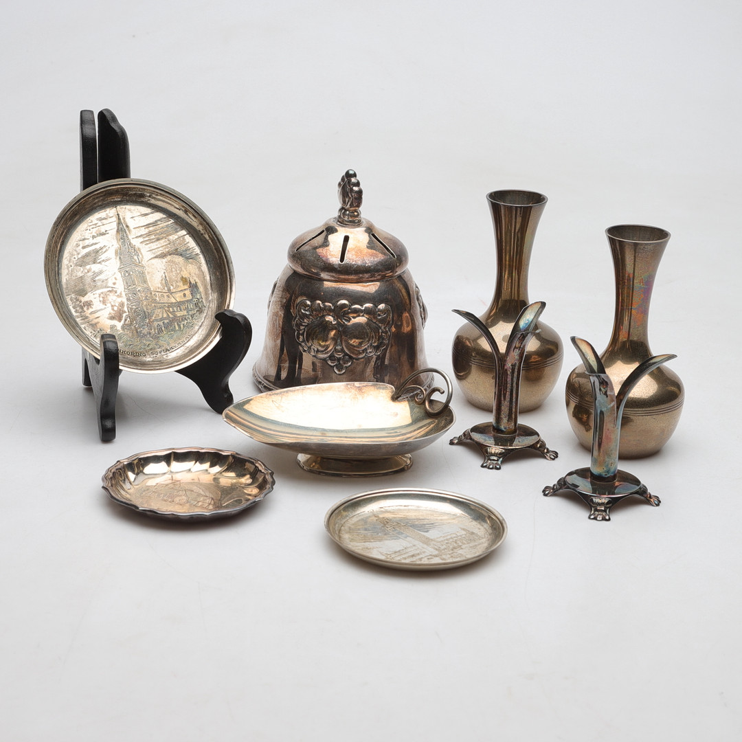 NYSILVER, parti, 9 delar, bland annat ljusstakar, vaser och skål, 1900-tal.