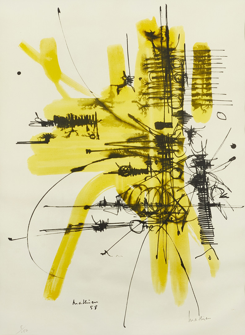 GEORGES MATHIEU (1921-2012). Komposition, signerad, numrerad 5/150, färglitografi.