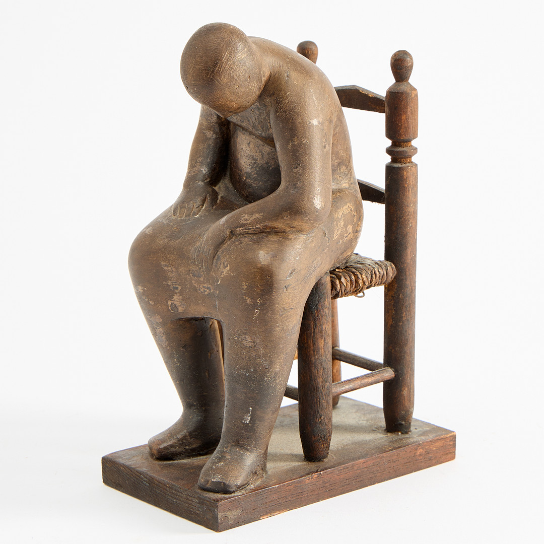 SOLVEIG PRIPP (FÖDD 1929). "Trött", skulptur, etikettmärkt.