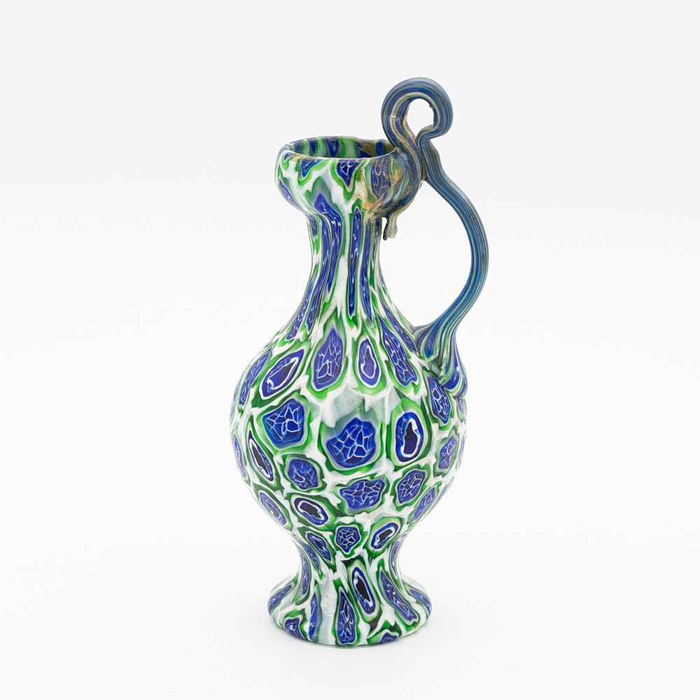 MURANOGLASVASE VON FRATELLI TOSO, MURRINE MILLEFIORI, VINTAGE.