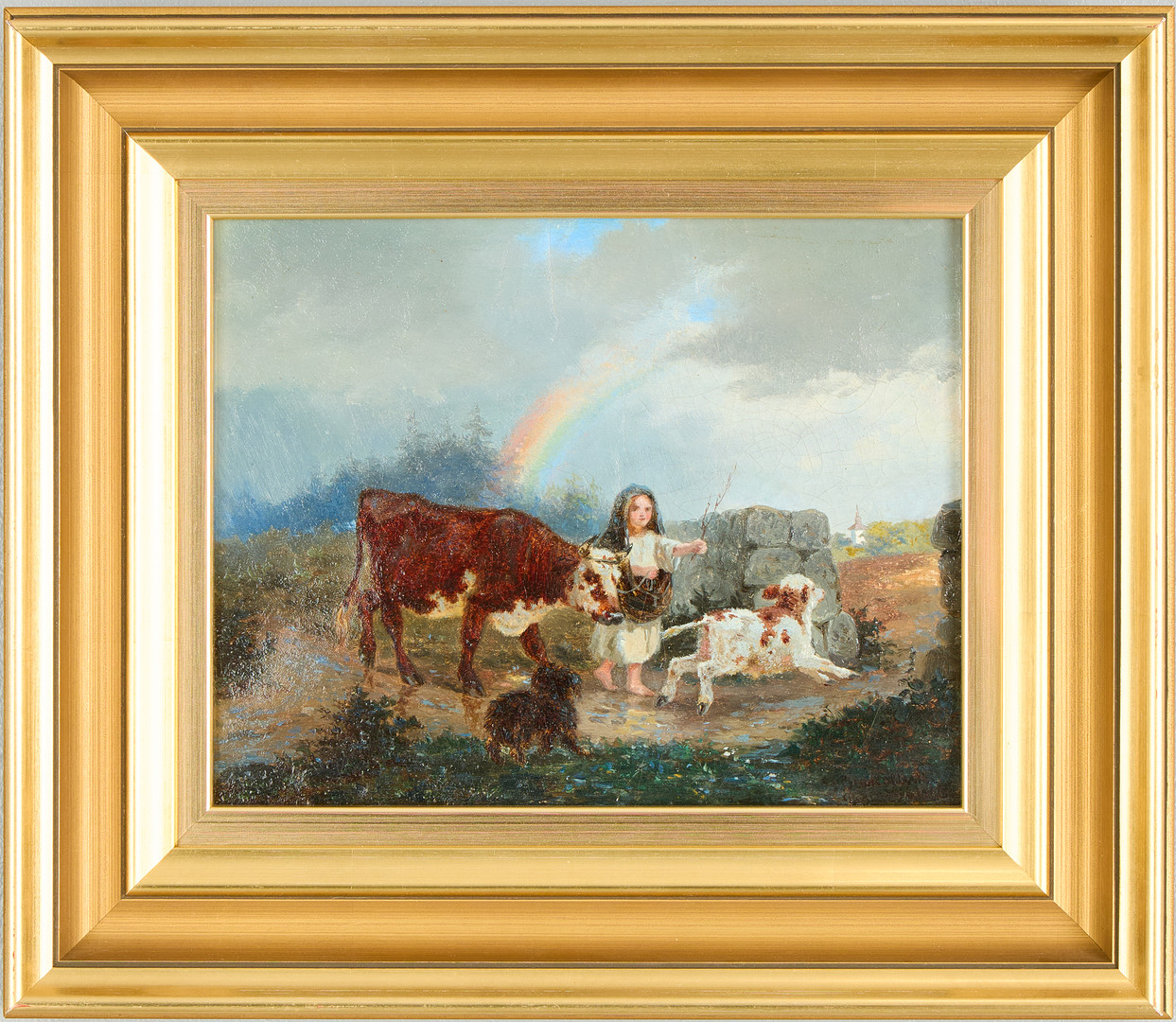 GUSTAF BRANDELIUS. Flicka med ko och hundar.
