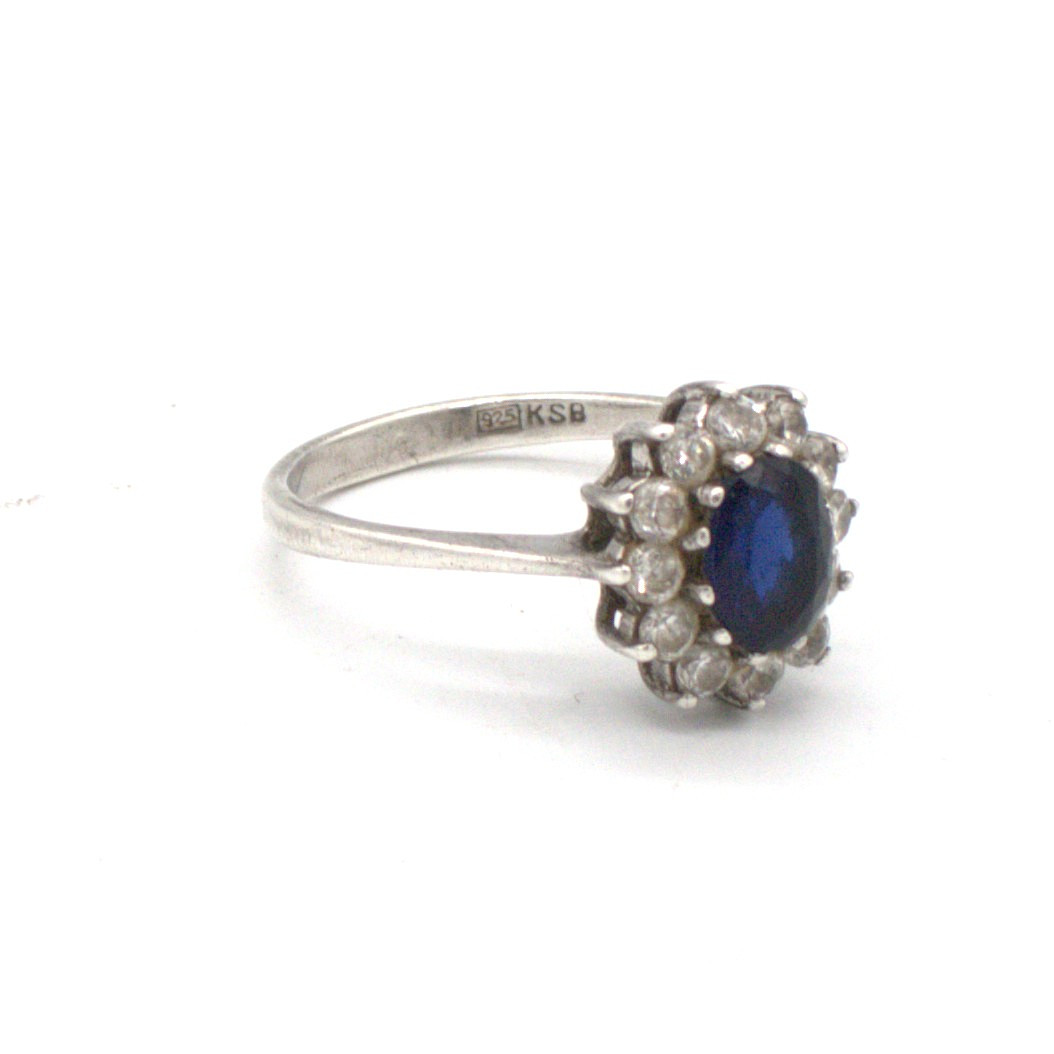 VINTAGE (LADY DIANA) ENTOURAGE RING; KSB PUNZE; 925 STERLING SILBER.