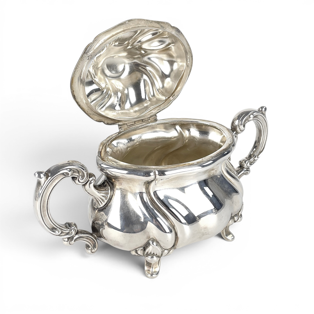 KAFFESERVIS, silver, 3 delar, Lutz & Weiß GmbH, Pforzheim, rokokostil, Tyskland. Svensk importstämpel.